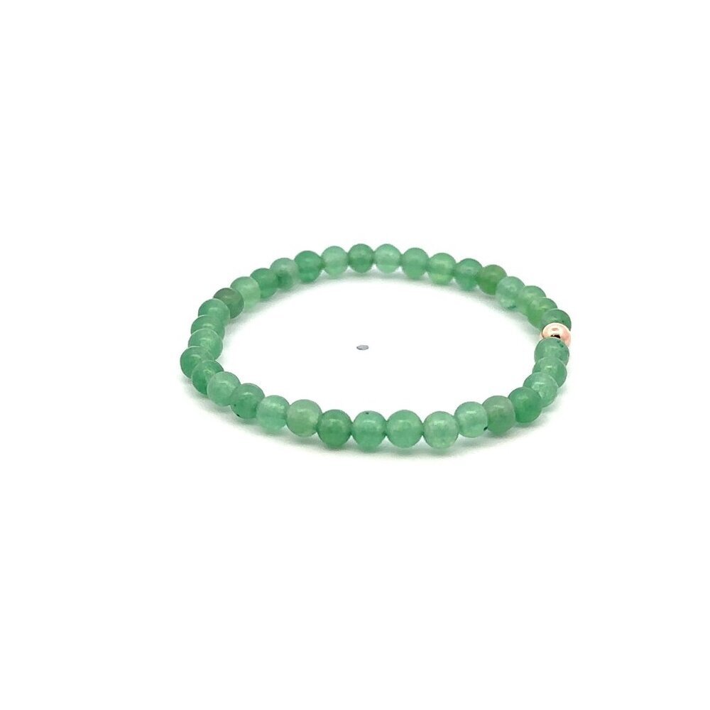 Natural Aventurine Gemstones Mini 4mm 18K Rose Gold Charm Round Bead - Picture 5 of 5